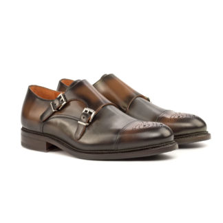 Brown Leather double monkstrap